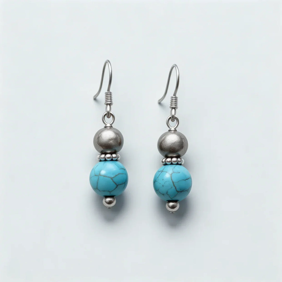 Turquoise Bead Drop Earrings